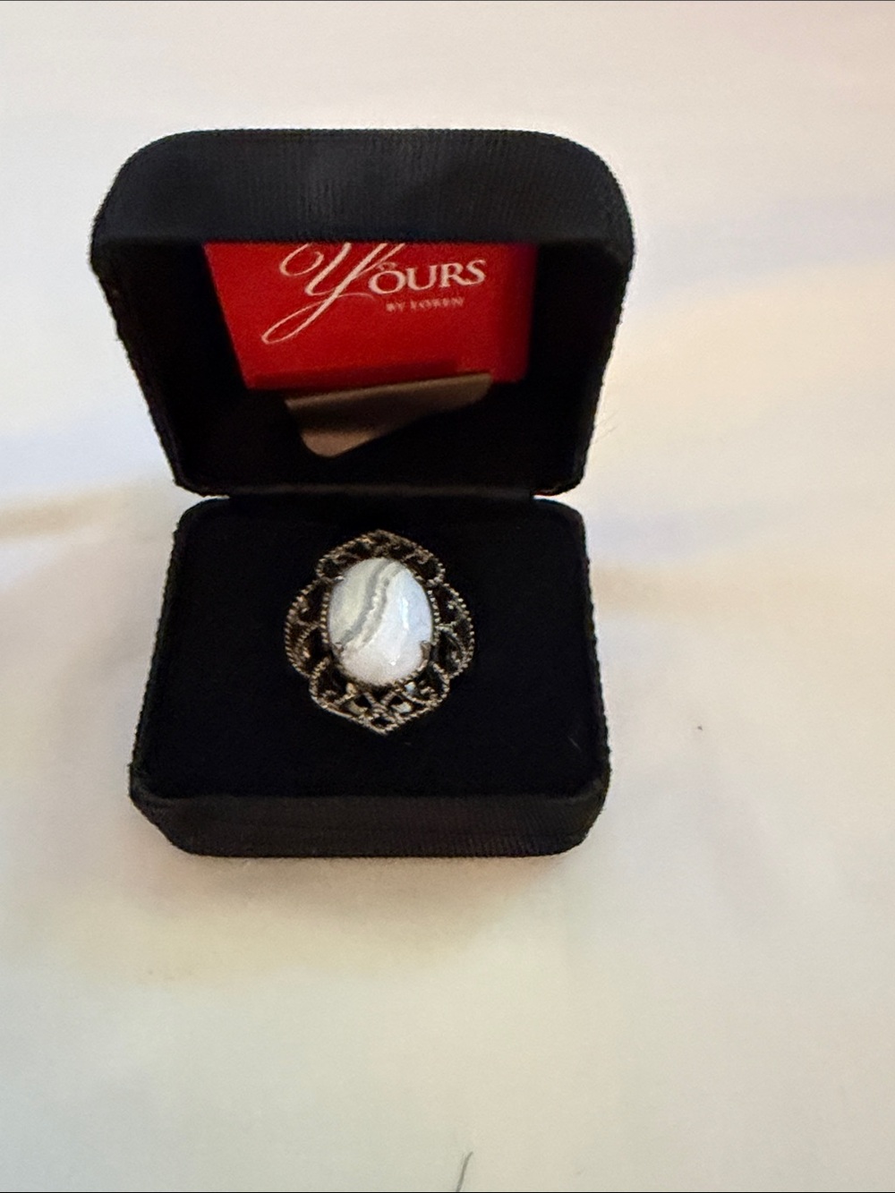 Yours by Loren - White Stone Filigree Cocktail Ring